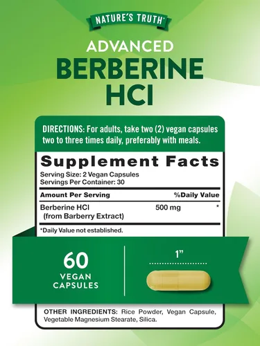 Miniatura 2 de Nature's Truth Berberina HCl 500mg 60 cápsulas de extracto de agracejo Suplemento vegano, sin OMG y sin gluten