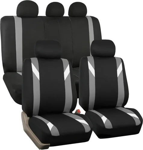 Miniatura 24 de FH Group - Fundas de tela para asientos delanteros bajos de auto con reposacabezas extraíble, ajuste universal, compatible con bolsa de aire