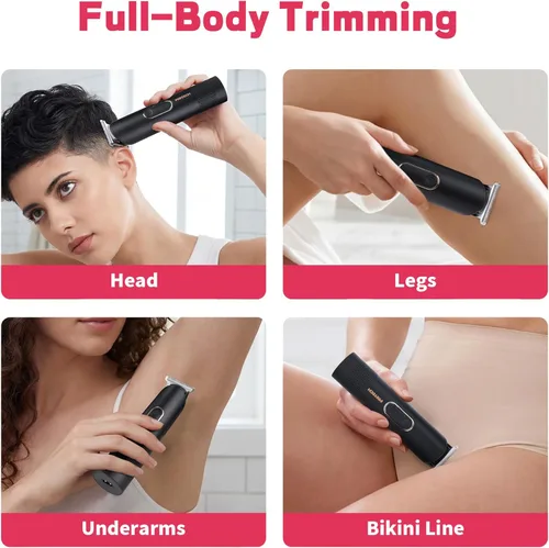 Miniatura 6 de PRITECH Recortadora de pelo Pubic para mujer, recortadora de bikini recargable para mujer, cabello púbico, uso húmedo y seco, afeitadora eléctrica