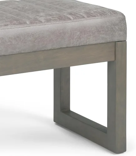 Miniatura 7 de SIMPLIHOME Casey - Banco otomano rectangular tapizado de cuero vegano de 48 pulgadas de ancho en gris gris topo envejecido, banco moderno