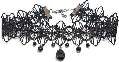 Gargantilla de encaje gótico negro ajustado delicado vestido de fiesta de disfraces joyería de Halloween para mujeres y niñas