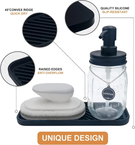 Miniatura 3 de Bandeja organizadora de silicona, soporte de jabón y esponja para fregadero de cocina, baño, bandeja de almacenamiento para cepillo de platos