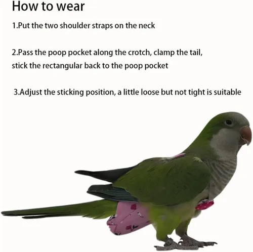 Miniatura 8 de 6 pañales lavables para pájaros, con forro impermeable y correas ajustables, pañales suaves reutilizables para periquitos, periquitos, mini