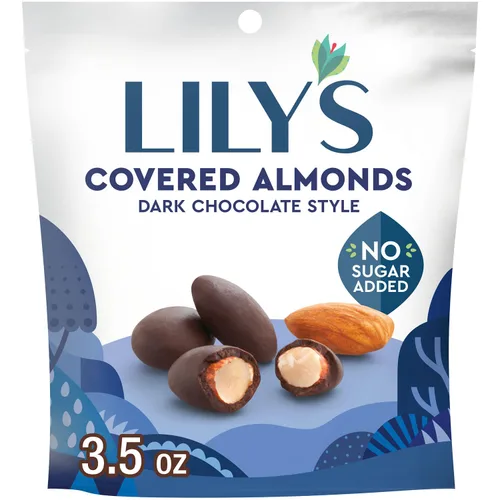 Lily's Sweets, Almendras cubiertas de chocolate negro, 3.5 onzas