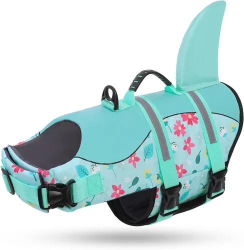 Miniatura 41 de Queenmore - Chaleco salvavidas Ripstop de tiburón para perro, ajustable, con alta flotabilidad y asa de rescate duradera, para perros pequeños