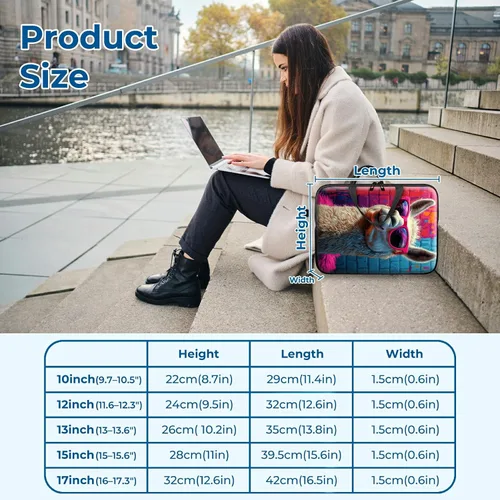 Miniatura 4 de Funda para laptop con asa de 10 pulgadas, impermeable, diseño de lentes de sol de alpaca, funda para computadora compatible con MacBook Air, Pro