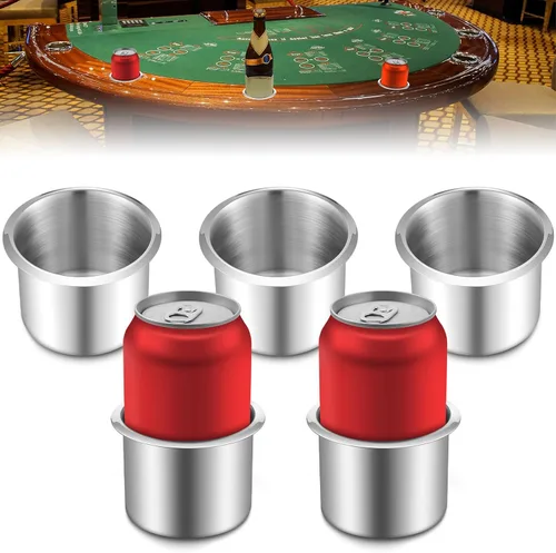 Miniatura 9 de Tessco for you 2 piezas de soporte de vaso de mesa de acero inoxidable para tazas de bebidas, accesorios de mesa de metal para mesa de casino