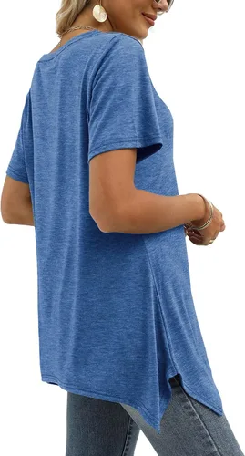 Miniatura 3 de Alaroo Camisetas básicas de verano para mujer, manga corta, cuello en V, túnica