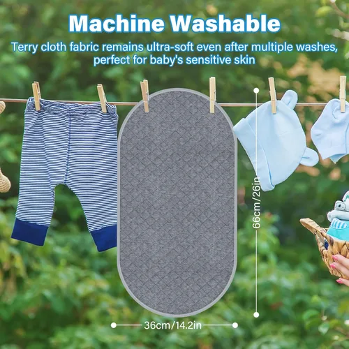 Miniatura 5 de Almohadilla acolchada para cambiar pañales para bebé, antideslizante, paquete de 3 almohadillas de incontinencia reutilizables de absorción pesada