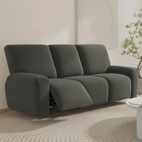 Miniatura 30 de vctops Fundas para sofá reclinable de 3 cuerpos, de punto, elásticas, suaves, lisas, antideslizantes, para sofá, protector de muebles con parte
