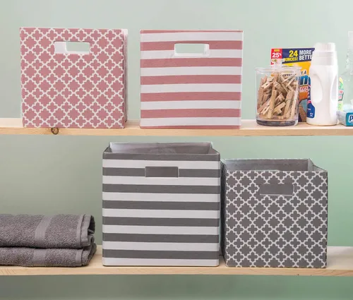 Miniatura 7 de DII Contenedor de almacenamiento de tela plegable de lados duros para guardería, oficinas y organización del hogar, (11 x 11 x 11 pulgadas)