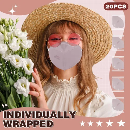 Miniatura 3 de XDX Mascarillas KN95, mascarillas rosas envueltas individualmente para hombres y mujeres, 5 capas transpirables y cómodas, desechables, eficiencia