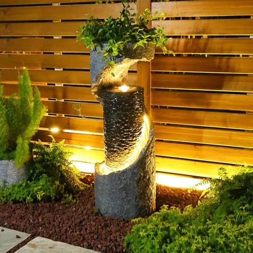 Miniatura 8 de Bumilgar Fuente de Agua para Exteriores de 35.4" de Altura, Fuentes y Cascadas Modernas para Exteriores, Fuente de Pie para Interiores con Luces LED