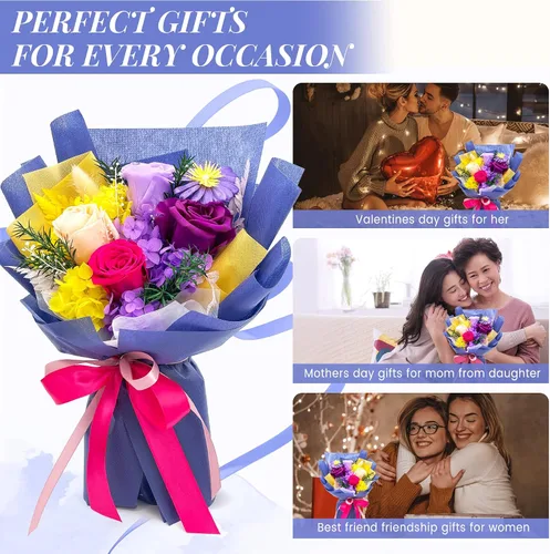 Miniatura 3 de QOEAZY Flores para entrega, ramo de flores preservadas con caja de regalo, regalos de rosas para mujeres, mamá, abuela