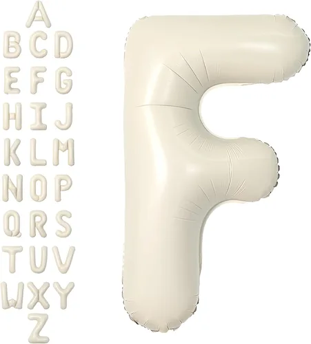 Miniatura 46 de SUWEN Globos de helio grandes de 102 cm (40 pulgadas) con letra S en color crema. Globos grandes de papel de aluminio con letra en helio, de A a Z.