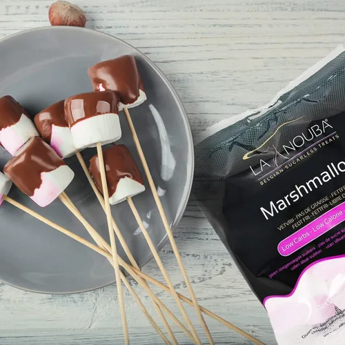 Miniatura 4 de Malvaviscos sin azúcar de La Nouba – Paquete de 2.7 oz. – Snack bajo en calorías, bajo en carbohidratos, sin grasa y sin gluten – Sabor delicioso