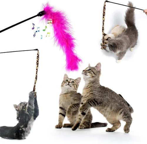 Miniatura 6 de AILUKI 35 PCS Surtidos de juguetes para gatos y gatitos, variedad de juguetes de hierba gatera que incluye túnel de 2 vías, vara con plumas