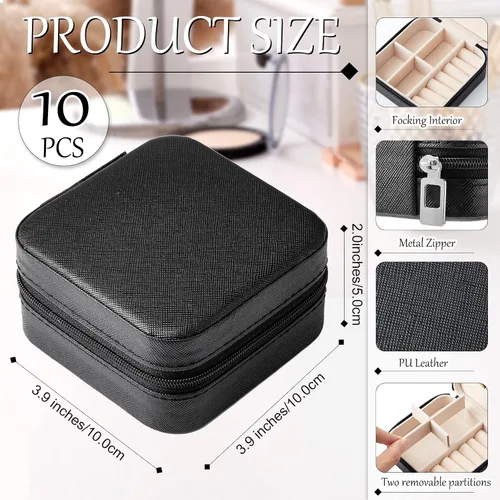 Miniatura 15 de Joyero de viaje de 10 piezas, cajas de regalo de dama de honor, organizador de viaje con espejo, caja pequeña de joyería, mini caja organizadora