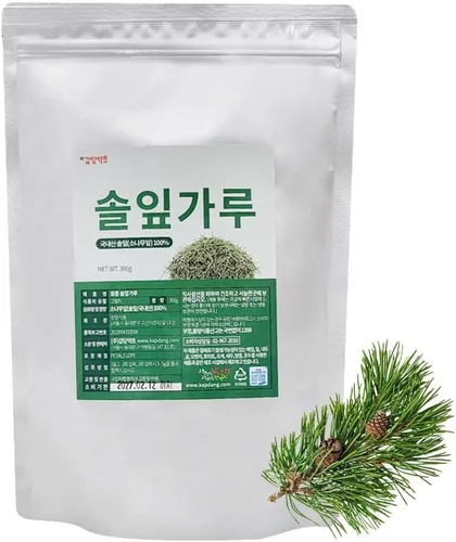K-Herb Polvo de Agujas de Pino Coreano – Agujas de Pino 100% Puras Cosechadas Silvestremente de Corea, Ingrediente Natural para Té de Hierbas 솔잎가루