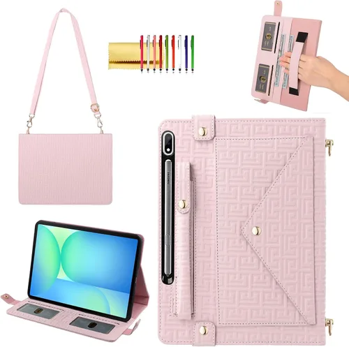 Miniatura 71 de Bolso Funda para Samsung Galaxy Tab S10 FE/S9 FE 10.9"/S9/S8/S7 11", Techcircle Folio con Soporte Cruzado, Billetera con Ranura para Lápiz S Pen