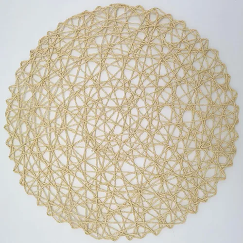 Miniatura 4 de Manteles individuales de tamaño grande de 14.9 pulgadas Tapete creativo redondo trenzado Tapete de estilo bohemio para mesa de cocina, Beige