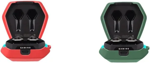 Miniatura 7 de DAYJOY - Juego de 2 fundas protectoras de silicona suave compatibles con Edifier Hecate GX04 ANC True Wireless Earbuds, funda protectora con llavero