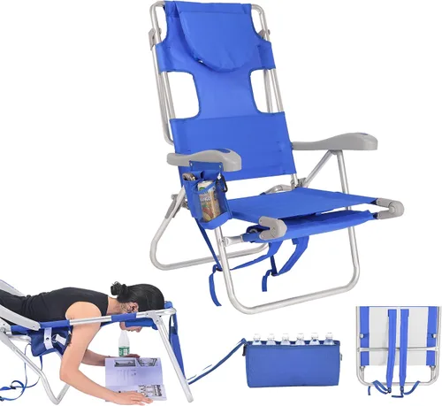 Miniatura 32 de Mochila acolchada de alta resistencia para adultos con reposapiés y bolsa enfriadora Coloque plana, 5 posiciones reclinables Bolsa térmica