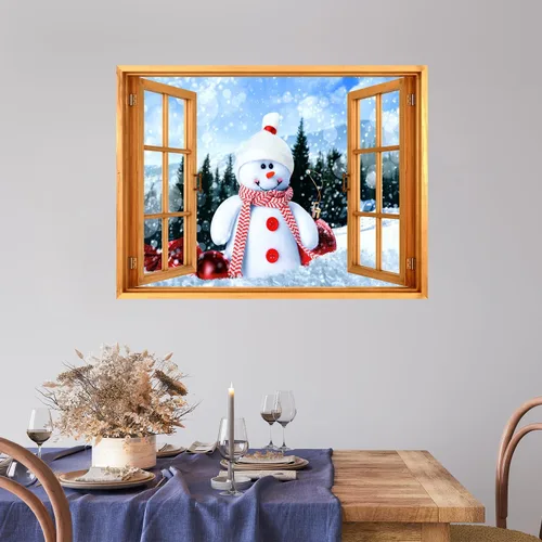 Miniatura 10 de wall26 Adhesivo de Pared Papá Noel Llevando Regalos Ventana Abierta Mural, No Se Despega y No Se Pega, Papel Tapiz No Tejido Decorativo