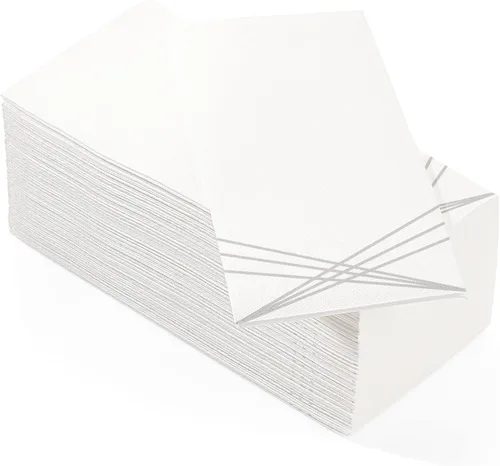 Miniatura 4 de Paquete de 100 toallas de mano de papel para invitados con sensación de lino, toallas de papel desechables súper absorbentes para baño, fiesta