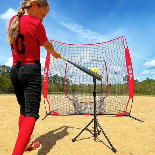 Miniatura 5 de Hit Run Steal Camiseta de béisbol y softbol portátil resistente, configuración de plegado rápido, mejora tu precisión de bateo con entrenamiento