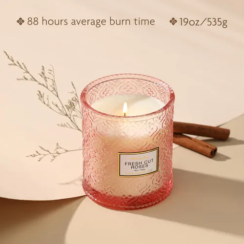 Miniatura 4 de Velas perfumadas con aroma a rosas, velas rosas de regalo para mujeres, vela decorativa de lujo de gran tamaño para el Día de San Valentín en 2-Rosa