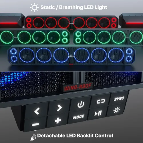 Miniatura 2 de GoHawk Barra de sonido UTV Barra de sonido ATV impermeable de 10 altavoces Luces Bluetooth y multicolor Altavoces SxS de 35 pulgadas Barra