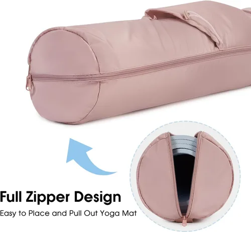 Miniatura 7 de sportsnew Bolsa para esterilla de yoga, bolsa de transporte para esterilla de yoga con cremallera completa con bolsillo para botella de agua con Rosa