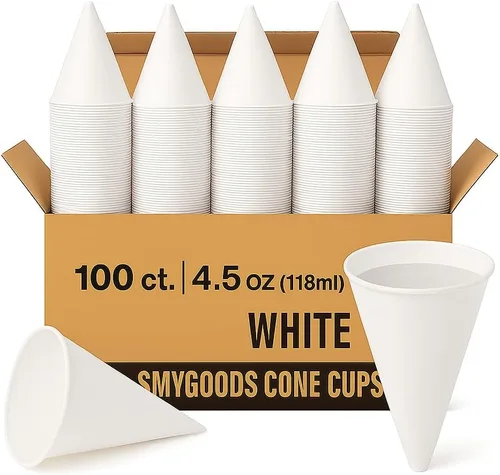 Miniatura 7 de Vasos desechables de papel blanco (paquete de 50-4.5 onzas) ecológicos, a prueba de fugas, ideales para eventos, enfriadores de agua, hidratación