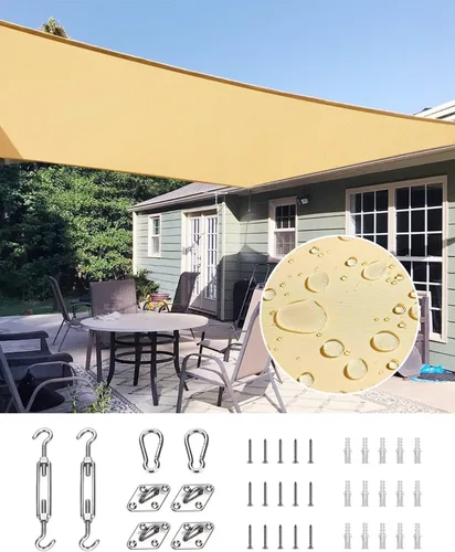Miniatura 22 de Toldo Quictent de polietileno de alta densidad, 6.53 oz/m², rectangular, para exteriores, 98 % protección UV, kit de herramientas, sombra para patio