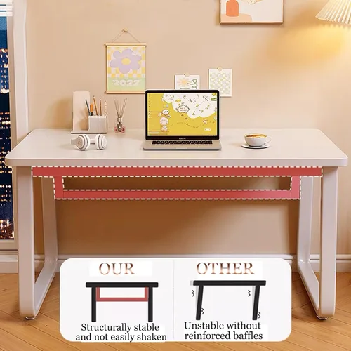 Miniatura 3 de Escritorio moderno de 31.5 pulgadas, mesa de computadora de estilo simple, escritorio de oficina industrial, color blanco