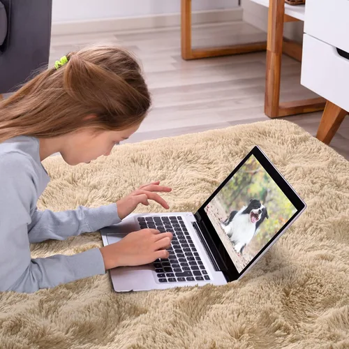 Miniatura 5 de Softlife Alfombra de Área Beige para Dormitorio, Alfombras de Felpa Shag Esponjosa para Sala de Estar de Niñas, Alfombra Pequeña Suave Difusa