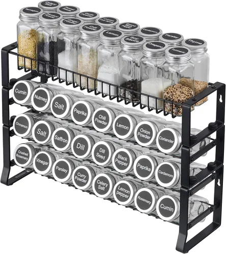 Miniatura 9 de VEVOR Organizador de especias desmontable para gabinete, organizador de condimentos apilable de 4 corbatas, tarros de especias, almacenamiento