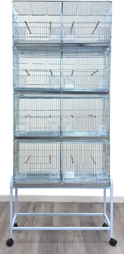 Miniatura 8 de Gran lote de jaula de vuelo para pájaros, sin óxido, galvanizada, chapada en zinc, apilable, con divisor central removible y puertas para nido