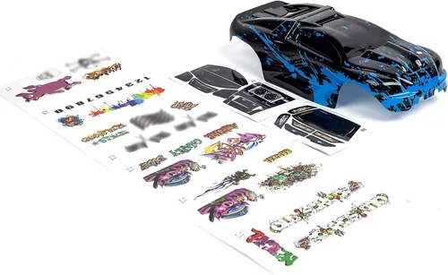 Miniatura 2 de SummitLink Cuerpo personalizado azul fangoso sobre negro estilo compatible con e-Revo Mini escala 1/16 RC coche o camión (camión no incluido)