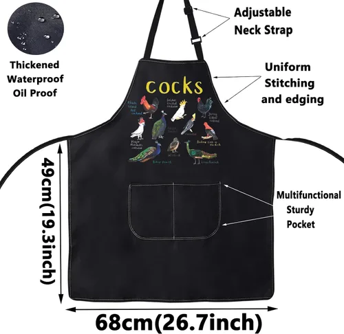 Miniatura 2 de WZMPA Divertido delantal de cocina para mujeres y hombres, regalos para amantes de los pollos gallos cacatúas, pavos reales para hornear y cocinar