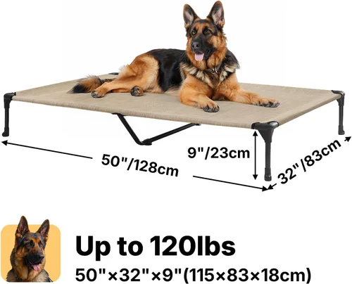 Miniatura 6 de Veehoo Outdoor Elevated Dog Bed for Large Dogs, Cooling Raised Dog Cot Off Ground Hammock Pet Beds with Breathable Mesh, No-Slip Feet, 50"x32