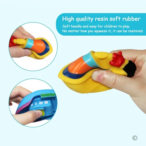 Miniatura 3 de Juguetes flotantes de baño para bañera (6 unidades), juguetes de barco de baño suaves para bebés, juguetes de agua de aprendizaje de bañera