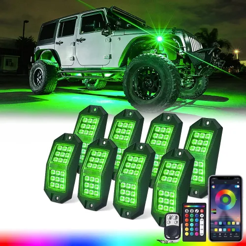 Miniatura 11 de Xprite - Kit de luces LED RGB bluetooth con controlador RF, luces neón multicolor intermitentes que sincronizan con la música para vehículos