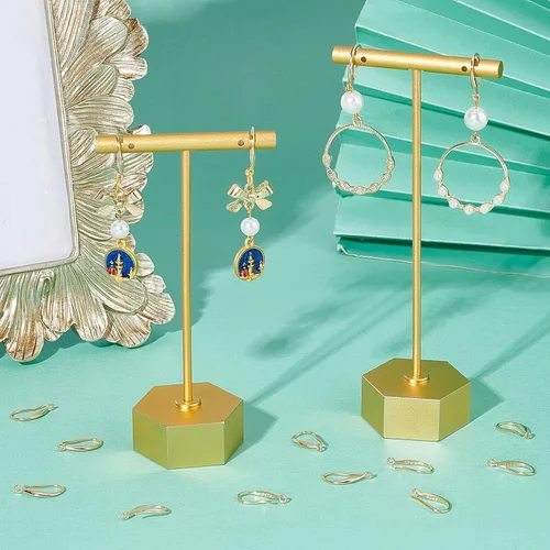 Miniatura 4 de Beebeecraft 1 caja de 30 ganchos para aretes franceses, chapados en oro de 24 quilates, ganchos de alambre con lazo para colgar peces para hacer