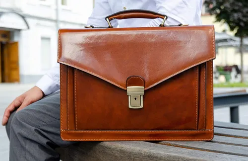 Miniatura 2 de Time Resistance Maletín de cuero para hombre, hecho a mano, bolsa italiana para laptop, funda elegante naranja marrón