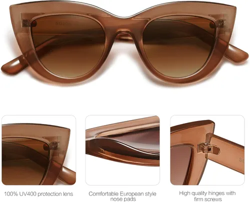 Miniatura 31 de SOJOS Retro Small Vintage Cat Eye Sunglasses for Women Cute Fashion UV400 Sunnies SJ2939