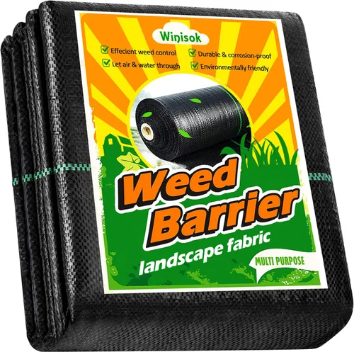 Miniatura 11 de Winisok - Tela de barrera de malezas de 2 x 50 pies, tela de jardín tejida de 3.2 onzas, cubierta de suelo transpirable resistente para paisajismo
