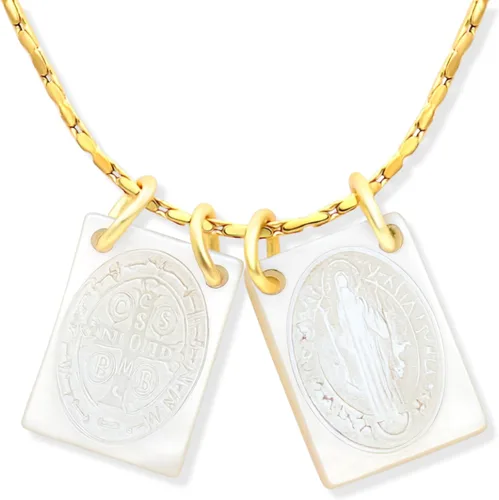 Miniatura 9 de Collar con Escapulario Católico - Escapulario de la Virgen del Carmen - Colgante de la Virgen María - Joyería de Escapularios Católicos