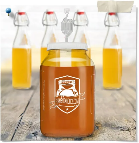 Miniatura 7 de Fermentaholics Airlock en forma de S, paquete de 4 esclusas para elaboración y fermentación, uso con tapón de goma perforado, tapa con ojales